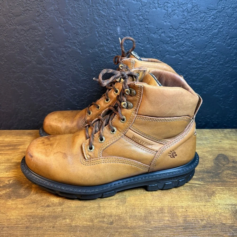 Wolverine MultiShox 04430 Brown Leather Work Boots Mens Size 9.5 M